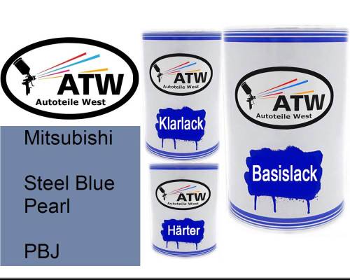 Mitsubishi, Steel Blue Pearl, PBJ: 500ml Lackdose + 500ml Klarlack + 250ml Härter - Set, von ATW Autoteile West.